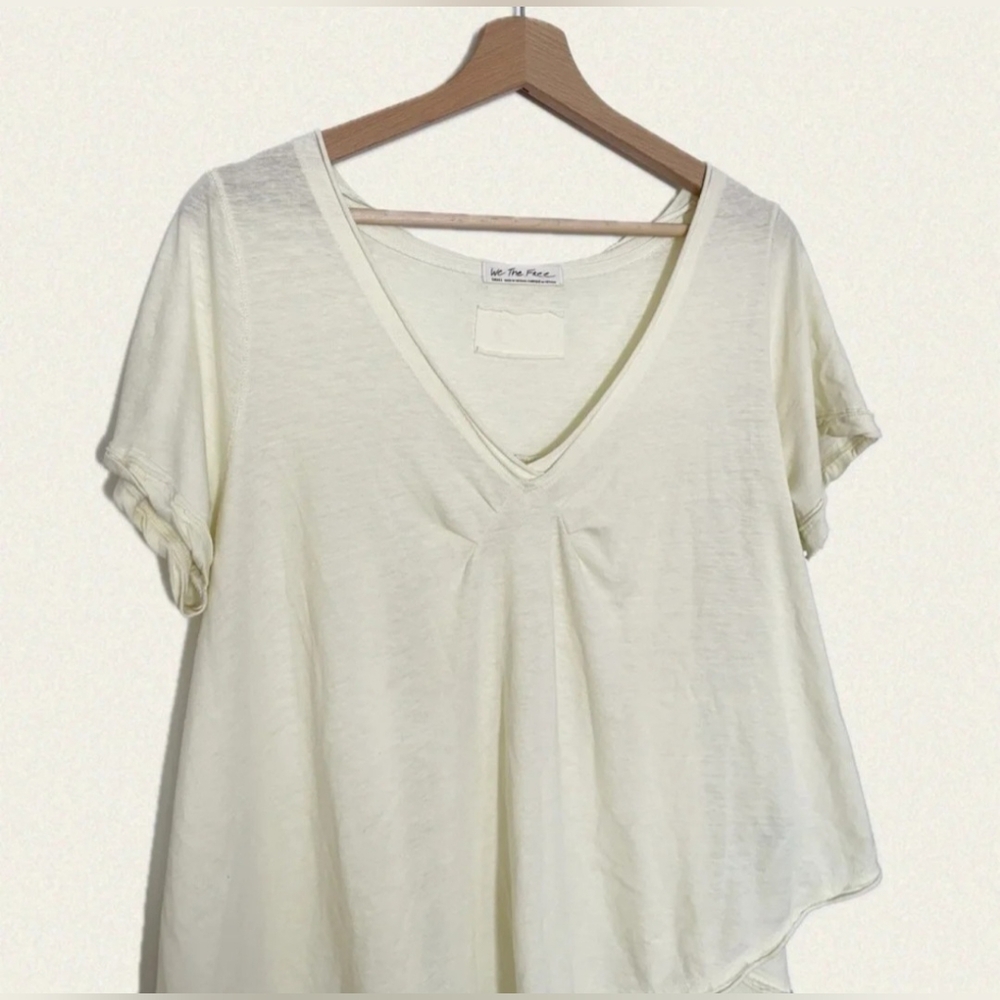We The Free Soft Yellow V-Neck Short Sleeve Tee, Size Small - Picture 4 of 6